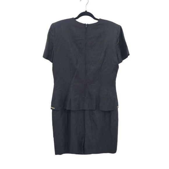 Vintage 80's Positive Attitude Dress 14P Black Linen Embroidered Beaded Western - Picture 3 of 9